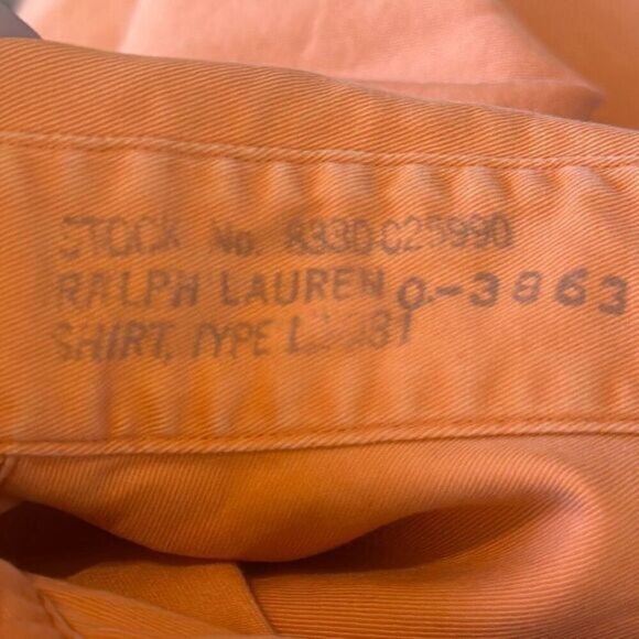VTG Polo Ralph Lauren Shirt Mens Small Orange Type 1 Military Utility Button Up - Picture 6 of 9